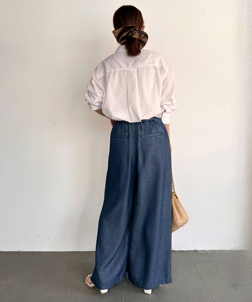 BAYFLOW（ベイフロー）の「【低身長caho146cmさんコラボ】UVカット2WAYシャツ（シャツ/ブラウス・レディース・ストライプ/ネイビー/ホワイト・FREE）」の17枚目の写真