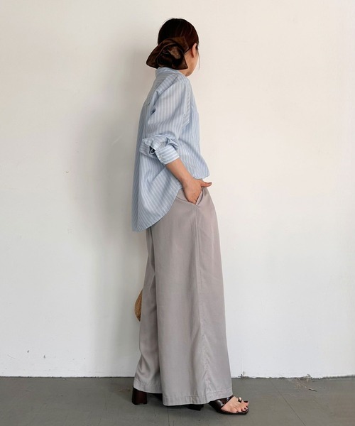 BAYFLOW（ベイフロー）の「【低身長caho146cmさんコラボ】UVカット2WAYシャツ（シャツ/ブラウス・レディース・ストライプ/ネイビー/ホワイト・FREE）」の22枚目の写真