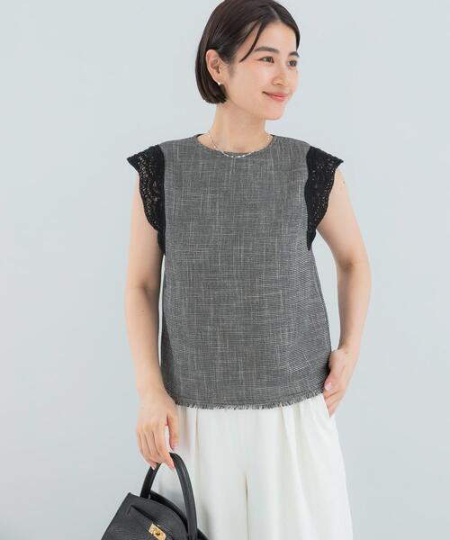 URBAN RESEARCH ROSSO WOMEN（アーバンリサーチ　ロッソ）の「ドライタッチカラミレースブラウス（シャツ/ブラウス・レディース・ブラック/ブラック系その他・FREE）」の3枚目の写真