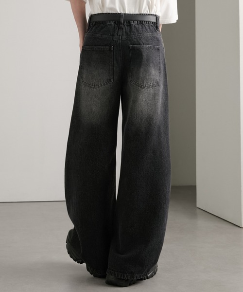 cussil(クシル)の「【cussil/クシル】【12oz】サイドシームバギーフレアデニムパンツ(デニムパンツ・メンズ・ブラック/ブルー・L/M/S)」の5枚目の写真