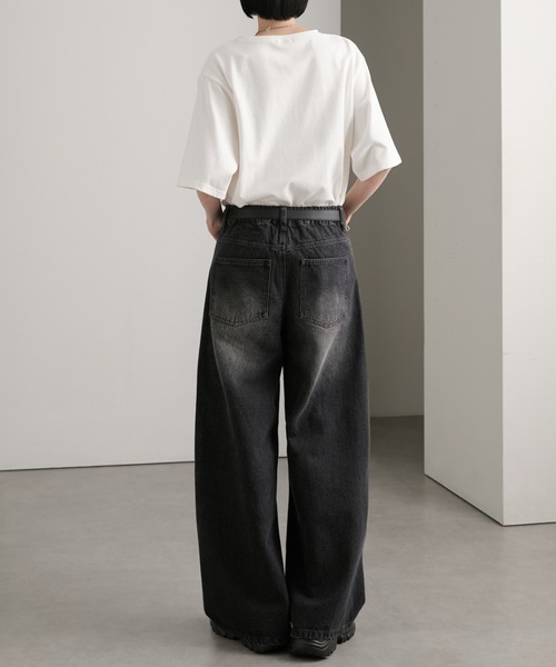cussil(クシル)の「【cussil/クシル】【12oz】サイドシームバギーフレアデニムパンツ(デニムパンツ・メンズ・ブラック/ブルー・L/M/S)」の10枚目の写真