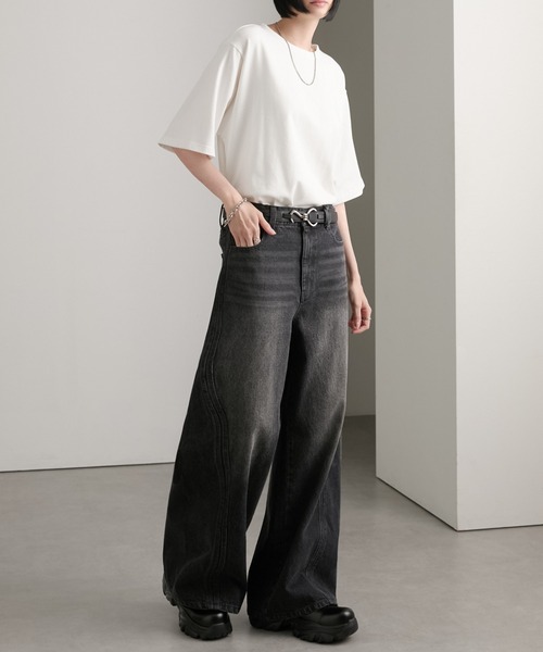 cussil(クシル)の「【cussil/クシル】【12oz】サイドシームバギーフレアデニムパンツ(デニムパンツ・メンズ・ブラック/ブルー・L/M/S)」の12枚目の写真