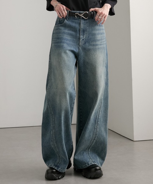 cussil(クシル)の「【cussil/クシル】【12oz】サイドシームバギーフレアデニムパンツ(デニムパンツ・メンズ・ブラック/ブルー・L/M/S)」の14枚目の写真