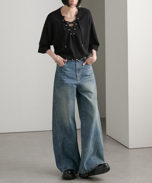 cussil(クシル)の「【cussil/クシル】【12oz】サイドシームバギーフレアデニムパンツ(デニムパンツ・メンズ・ブラック/ブルー・L/M/S)」の19枚目の写真