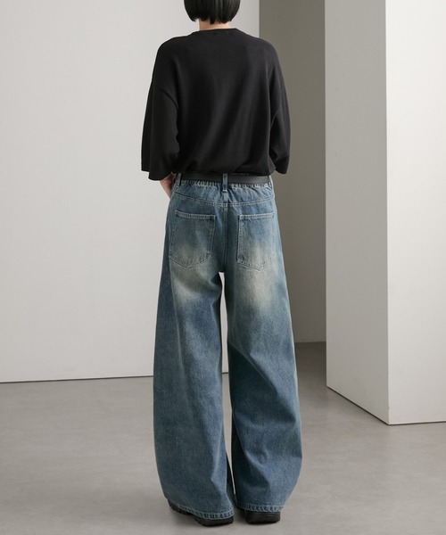 cussil(クシル)の「【cussil/クシル】【12oz】サイドシームバギーフレアデニムパンツ(デニムパンツ・メンズ・ブラック/ブルー・L/M/S)」の21枚目の写真