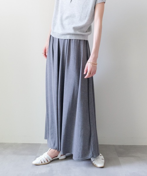 DOLLUPOOPS（ドールアップウップス）の「Drape Flare Long Skirt(ドレープフレアロングスカート)（スカート・レディース・ブラック/チャコール/グレー・FREE）」の3枚目の写真