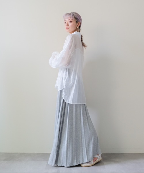 DOLLUPOOPS（ドールアップウップス）の「Drape Flare Long Skirt(ドレープフレアロングスカート)（スカート・レディース・ブラック/チャコール/グレー・FREE）」の7枚目の写真