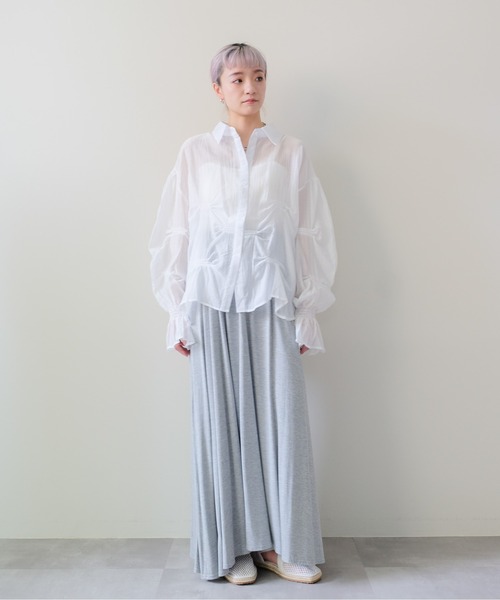 DOLLUPOOPS（ドールアップウップス）の「Drape Flare Long Skirt(ドレープフレアロングスカート)（スカート・レディース・ブラック/チャコール/グレー・FREE）」の8枚目の写真