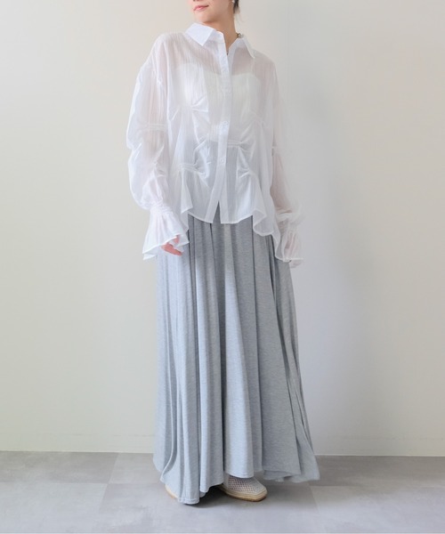DOLLUPOOPS（ドールアップウップス）の「Drape Flare Long Skirt(ドレープフレアロングスカート)（スカート・レディース・ブラック/チャコール/グレー・FREE）」の9枚目の写真