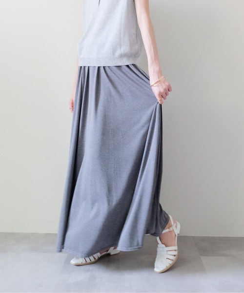 DOLLUPOOPS（ドールアップウップス）の「Drape Flare Long Skirt(ドレープフレアロングスカート)（スカート・レディース・ブラック/チャコール/グレー・FREE）」の18枚目の写真