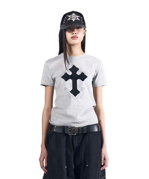 AAKAM（アーカム）の「AKM CROS2 Half Top (Gray)（Tシャツ/カットソー・レディース・その他・1/2/3）」の4枚目の写真