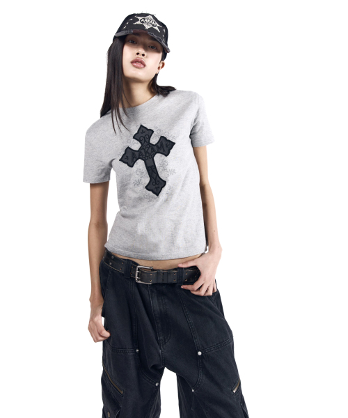 AAKAM（アーカム）の「AKM CROS2 Half Top (Gray)（Tシャツ/カットソー・レディース・その他・1/2/3）」の7枚目の写真