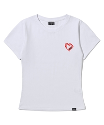 PD スモールハート スリムフィット 半袖Tシャツ ホワイト