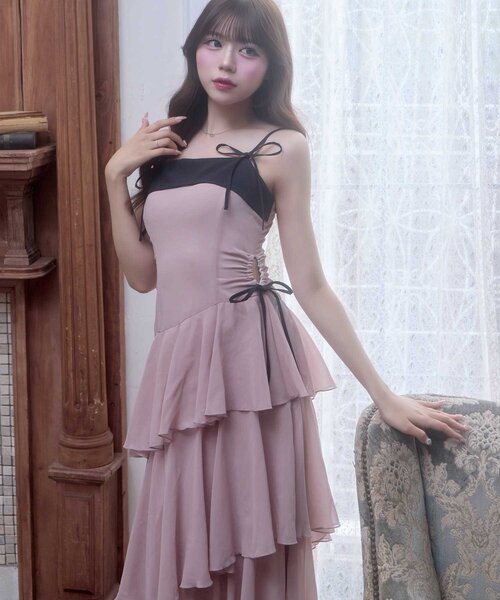 Belle Charme】Chiffon Tiered Long Onepiece（ワンピース）｜OLIVE