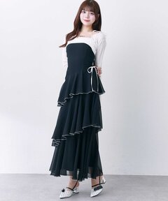フロントビッグリボンフレアワンピース 春服 夏服（ワンピース