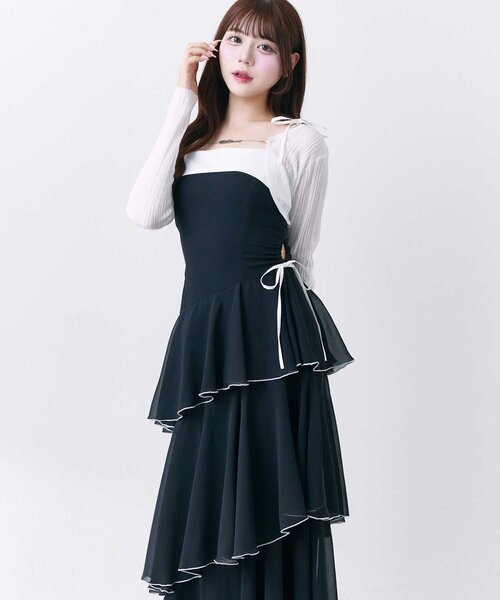 Belle Charme(ベルシャルム)の「【Belle Charme】Chiffon Tiered Long Onepiece(ワンピース・レディース・ピンク/オフホワイト/ブラック・FREE)」の7枚目の写真