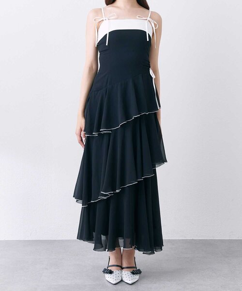 Belle Charme(ベルシャルム)の「【Belle Charme】Chiffon Tiered Long Onepiece(ワンピース・レディース・ピンク/オフホワイト/ブラック・FREE)」の8枚目の写真