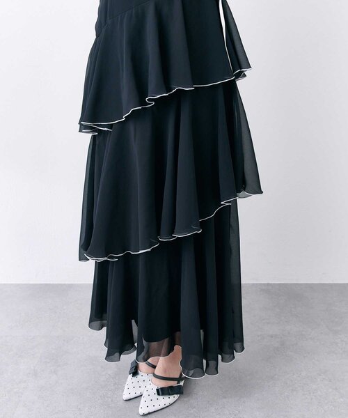 Belle Charme(ベルシャルム)の「【Belle Charme】Chiffon Tiered Long Onepiece(ワンピース・レディース・ピンク/オフホワイト/ブラック・FREE)」の15枚目の写真
