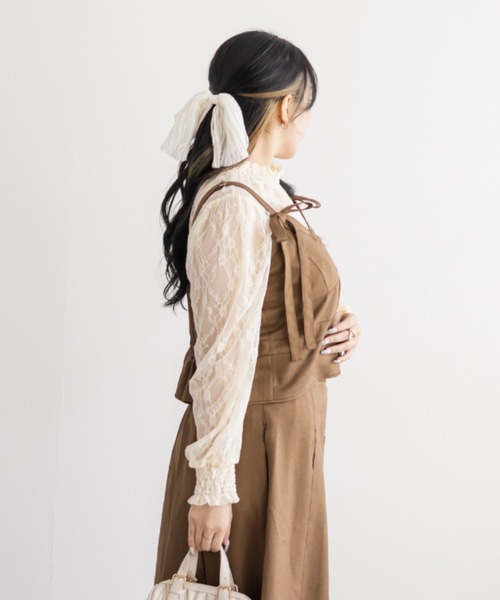 CLETTE(クレット)の「CLETTEオリジナル配色ステッチリボンビスチェ&ボックスタックスカートセット(ワンピース・レディース・チャコールグレー/ピンクベージュ/キャメル・3L/LL/4L)」の12枚目の写真