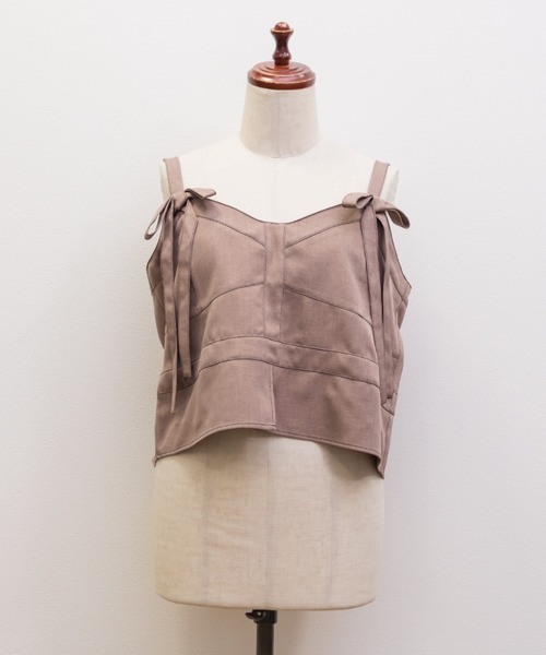 CLETTE(クレット)の「CLETTEオリジナル配色ステッチリボンビスチェ&ボックスタックスカートセット(ワンピース・レディース・チャコールグレー/ピンクベージュ/キャメル・3L/LL/4L)」の17枚目の写真