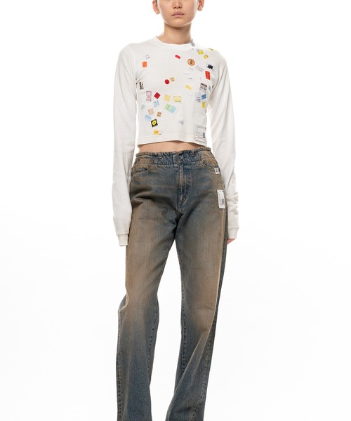 Maison MIHARA YASUHIRO（メゾンミハラヤスヒロ）の「Price Tag Sticker Printed Cropped Long Sleeve T-shirt（Tシャツ/カットソー・レディース・ホワイト/ブラック・36/38/40）」の4枚目の写真