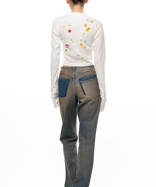 Maison MIHARA YASUHIRO（メゾンミハラヤスヒロ）の「Price Tag Sticker Printed Cropped Long Sleeve T-shirt（Tシャツ/カットソー・レディース・ホワイト/ブラック・36/38/40）」の6枚目の写真