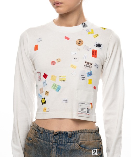Maison MIHARA YASUHIRO（メゾンミハラヤスヒロ）の「Price Tag Sticker Printed Cropped Long Sleeve T-shirt（Tシャツ/カットソー・レディース・ホワイト/ブラック・36/38/40）」の7枚目の写真