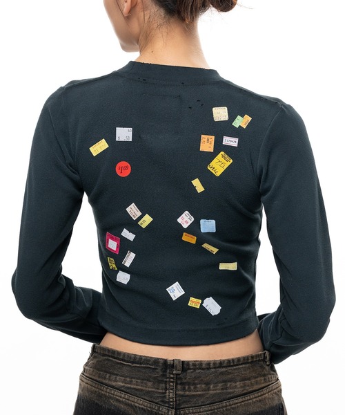 Maison MIHARA YASUHIRO（メゾンミハラヤスヒロ）の「Price Tag Sticker Printed Cropped Long Sleeve T-shirt（Tシャツ/カットソー・レディース・ホワイト/ブラック・36/38/40）」の13枚目の写真