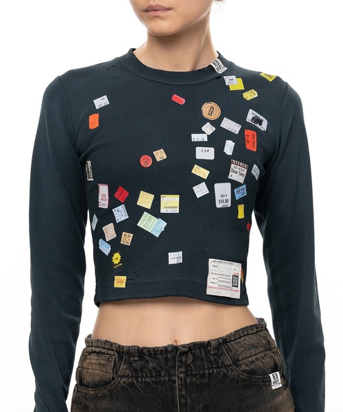 Maison MIHARA YASUHIRO（メゾンミハラヤスヒロ）の「Price Tag Sticker Printed Cropped Long Sleeve T-shirt（Tシャツ/カットソー・レディース・ホワイト/ブラック・36/38/40）」の14枚目の写真
