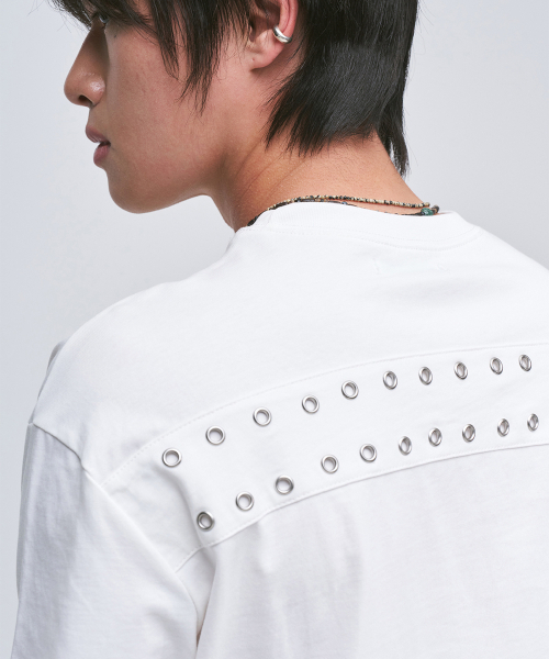 PLACESTUDIOMAN(プレイススタジオメンズ)の「シンプルエッセンシャルアイレットポイントベーシックリラックスフィット半袖Tシャツ_2COLOR(Tシャツ/カットソー・メンズ・ホワイト/ブラック・MEDIUM/LARGE)」の5枚目の写真