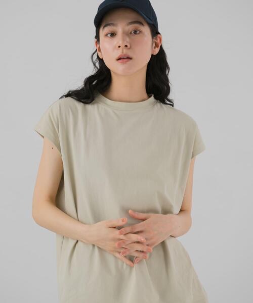 EKAL(エカル)の「『UR TECH ひやサラクール』フレンチスリーブカットソー(Tシャツ/カットソー・レディース・ブラック/ベージュ/バーガンディー/ホワイト・ONE)」の3枚目の写真
