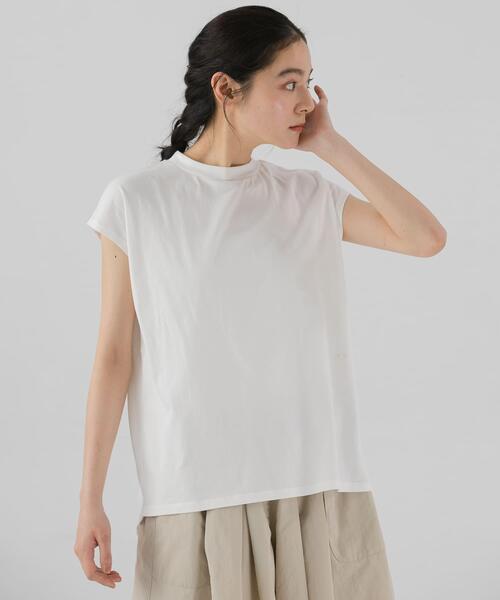 EKAL(エカル)の「『UR TECH ひやサラクール』フレンチスリーブカットソー(Tシャツ/カットソー・レディース・ブラック/ベージュ/バーガンディー/ホワイト・ONE)」の6枚目の写真