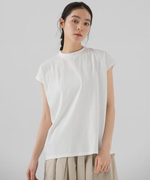 EKAL(エカル)の「『UR TECH ひやサラクール』フレンチスリーブカットソー(Tシャツ/カットソー・レディース・ブラック/ベージュ/バーガンディー/ホワイト・ONE)」の7枚目の写真