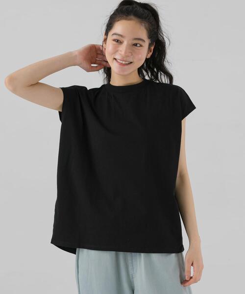 EKAL(エカル)の「『UR TECH ひやサラクール』フレンチスリーブカットソー(Tシャツ/カットソー・レディース・ブラック/ベージュ/バーガンディー/ホワイト・ONE)」の16枚目の写真