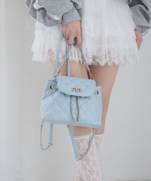 MAJESTIC LEGON(マジェスティックレゴン)の「2WAYビジューミニリュック(バックパック/リュック・レディース・ブルー/アイボリー/ブラック・FREE)」の10枚目の写真