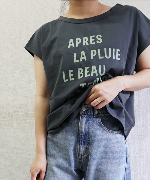 LUMIRA（アパレル）（ルミラ）の「接触冷感シルケット風天竺　ロゴプリントプルオーバー（Tシャツ/カットソー・レディース・オフホワイト/グレー/チャコール・FREE）」の11枚目の写真