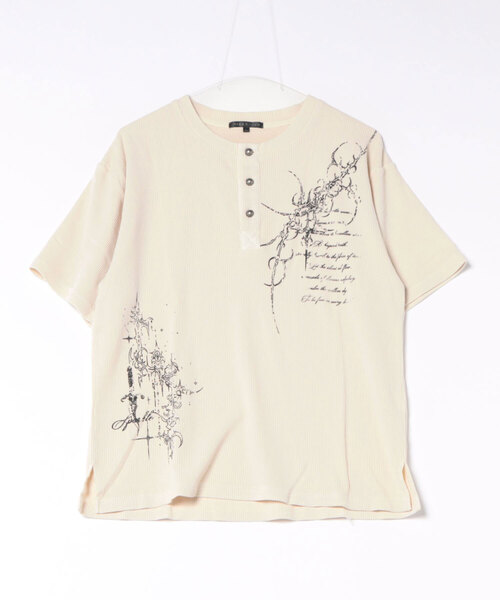 BENDER TOKYO（ベンダートウキョウ）の「ピグメント加工 ワッフル グラフィック ヘンリーネック 半袖Tシャツ（Tシャツ/カットソー・メンズ・アイボリー・L）」の11枚目の写真