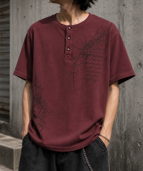BENDER TOKYO（ベンダートウキョウ）の「ピグメント加工 ワッフル グラフィック ヘンリーネック 半袖Tシャツ（Tシャツ/カットソー・メンズ・アイボリー・L）」の8枚目の写真