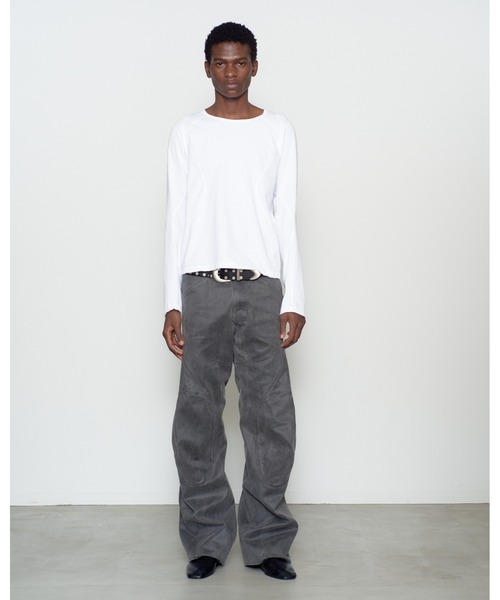 NVRFRGT(ネヴァーフォーゲット)の「PANELLED MOTO PANTS(デニムパンツ・メンズ・ブラウン/グレー・3/2)」の5枚目の写真