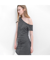 OBLIQUE DRAPE ONE SHOULDER JERSEY DRESS (OP-6331)