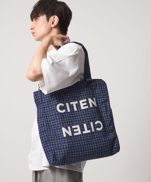 CITEN(シテン)の「<CITEN>チェック柄トート(トートバッグ・レディース・ブラウン/ネイビー/ロイヤルブルー・フリー)」の3枚目の写真