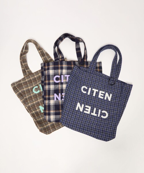 CITEN(シテン)の「<CITEN>チェック柄トート(トートバッグ・レディース・ブラウン/ネイビー/ロイヤルブルー・フリー)」の12枚目の写真