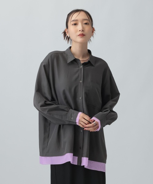 LEPSIM(レプシィム)の「サラキレバックオープンシャツ 1023548(シャツ/ブラウス・レディース・ホワイト/チャコールグレー/ブラウン・FREE)」の3枚目の写真