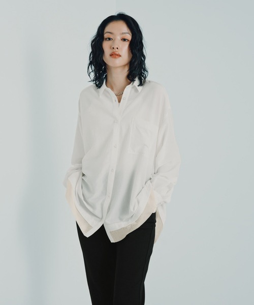 LEPSIM(レプシィム)の「サラキレバックオープンシャツ 1023548(シャツ/ブラウス・レディース・ホワイト/チャコールグレー/ブラウン・FREE)」の16枚目の写真