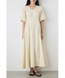 【身長/骨格別着用画像あり】パフスリーブフレアワンピース 春服 夏服 秋服 半袖 低身長さんも◎ ロングワンピース