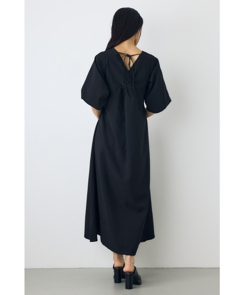 AZUL by moussy(アズールバイマウジー)の「【身長/骨格別着用画像あり】パフスリーブフレアワンピース 春服 夏服 秋服 半袖 低身長さんも◎ ロングワンピース(ワンピース・レディース・ライトベージュ/ブルー/ブラック・SMALL/MEDIUM)」の7枚目の写真