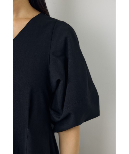 AZUL by moussy(アズールバイマウジー)の「【身長/骨格別着用画像あり】パフスリーブフレアワンピース 春服 夏服 秋服 半袖 低身長さんも◎ ロングワンピース(ワンピース・レディース・ライトベージュ/ブルー/ブラック・SMALL/MEDIUM)」の10枚目の写真
