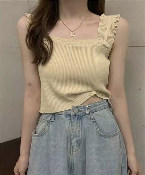 FREE STYLISTS(フリー スタイリスト)の「ノースリーブ リブニットタンクトップ(タンクトップ・レディース・ホワイト/ブラック/ベージュ/ブルー・FREE)」の10枚目の写真