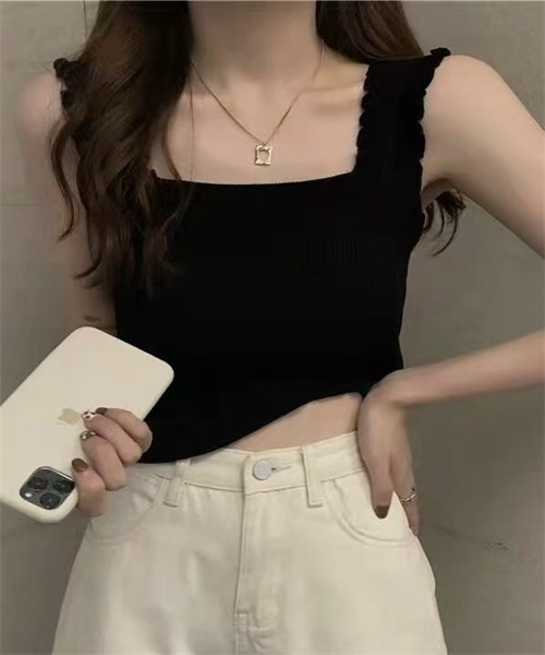 FREE STYLISTS(フリー スタイリスト)の「ノースリーブ リブニットタンクトップ(タンクトップ・レディース・ホワイト/ブラック/ベージュ/ブルー・FREE)」の9枚目の写真