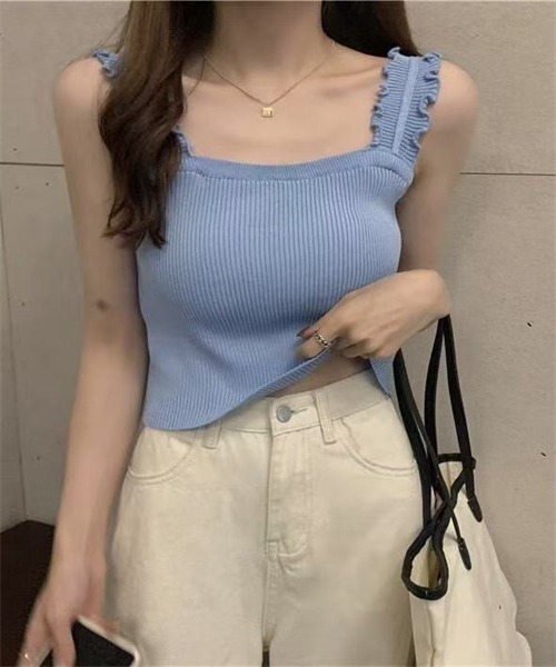 FREE STYLISTS(フリー スタイリスト)の「ノースリーブ リブニットタンクトップ(タンクトップ・レディース・ホワイト/ブラック/ベージュ/ブルー・FREE)」の12枚目の写真